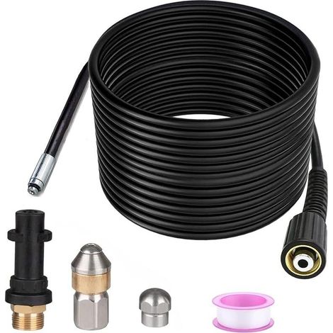 15m Déboucheur Canalisation Pour Karcher Nettoyeur Haute Pression Déboucheur Canalisation Professionnel Compatible K2-K7/HD/HDS 180Bar 60C° (1/4)