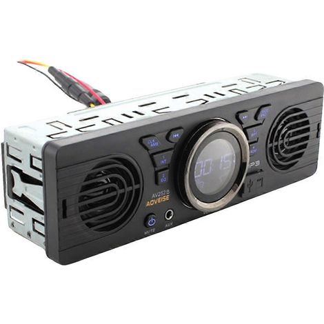 Autoradio 12V pour véhicule électrique avec lecture de cartes SD et MP3, fonctionnalité Bluetooth, haut-parleur intégré et système stéréo de voiture. (1/5)