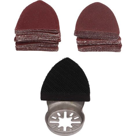 GARRYFIZH Ensemble de 51 disques abrasifs oscillants, ensemble de papiers abrasifs, outil multifonction triangulaire à crochet et boucle
