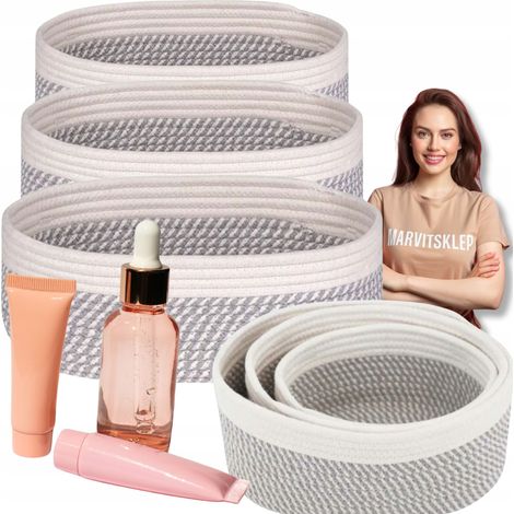 Set organizador boho de 3 cestas premium para cosméticos, juguetes y baño. (1/5)