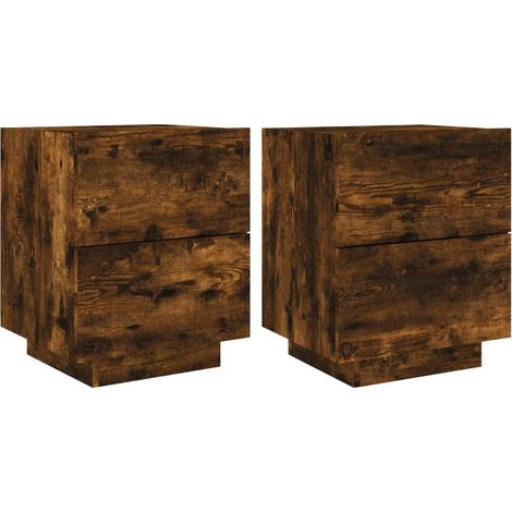 Set di 2 comodini con cassetti e LED 45 x 40 x 55 cm in MDF marrone DEC032838