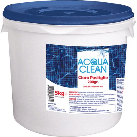 Chlore dans 200 g coussinets avec fusion lente pour les piscines d'eau propres 5 Kg (1/2)