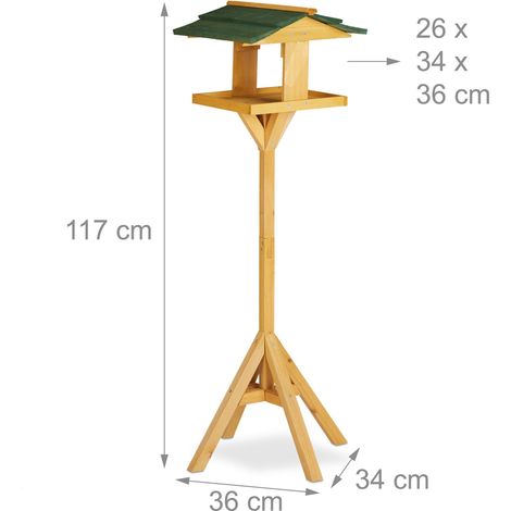 Mangiatoia per uccelli con supporto giardino terrazza 30 x 30 x 150 cm design naturale in legno di pino 130004954