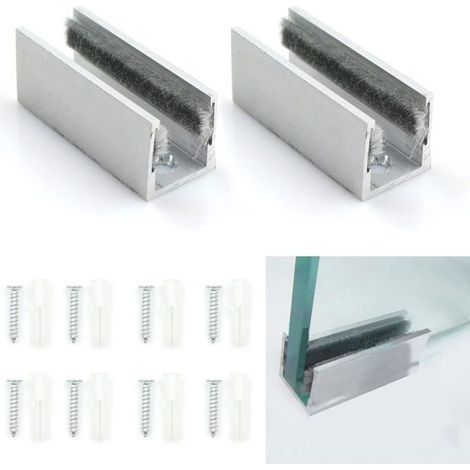 Guide pour porte coulissante en verre - roulette de sol, accessoire pour système de porte coulissante en verre sans cadre, 2 pièces (1/5)