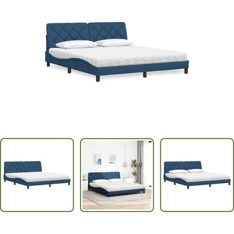 Schlafzimmerbett - Bett mit Matratze Blau 180x200 cm Stoff (1/5)