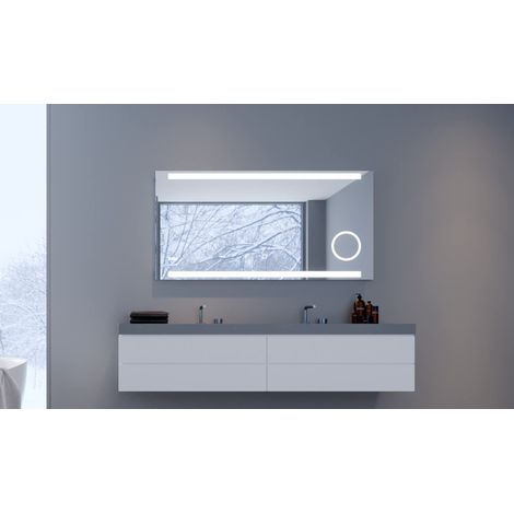 Talos King Badspiegel mit Beleuchtung - LED Badezimmerspiegel 120x60 cm - Wandspiegel mit beleuchteten Kosmetikspiegel - Spiegel mit Lichtfarbe neutralweiß - Lichtspiegel mit Digitaluhr (1/5)