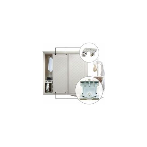 Set di 2 ruote per ante scorrevoli per armadio, guide, cuscinetti a sfera, parti scorrevoli in nylon, set di rulli per ante di armadio, guardaroba, credenza - Crezuo