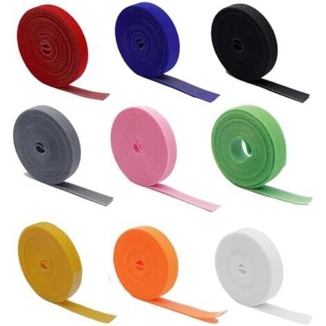 Bande Agrippantes Adhésives,10 Rouleau Sangles De Câble,Ruban Auto-agrippant Réutilisable,Bande de fixation en nylon,Pour Bricolage Couture, Management Câble Electrique,10 Couleurs -