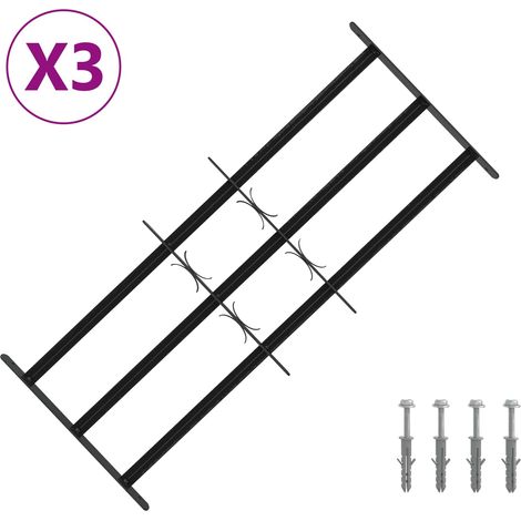 vidaXL Security Grille for Windows with 3 Crossbars 3 pcs 63-114 cm