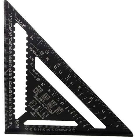 Escuadra de carpintero de aleación de aluminio de 30 cm, regla triangular métrica de alta precisión para la medición de ángulos, utilizada por carpinteros e ingenieros.