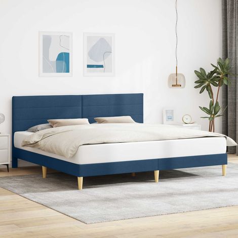 vidaXL Cadre de lit avec tête de lit Bleu 180 x 200 cm Tissu (1/5)