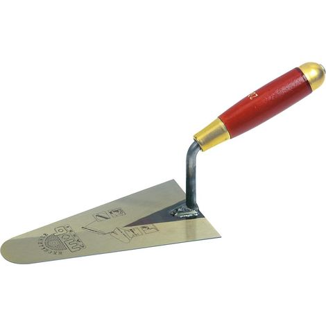 Mob Outillage – Truelle italienne ronde Excellence – Lame en acier haute qualité – Soie traversante pour frapper parpaings – Manche en bois dur FSC