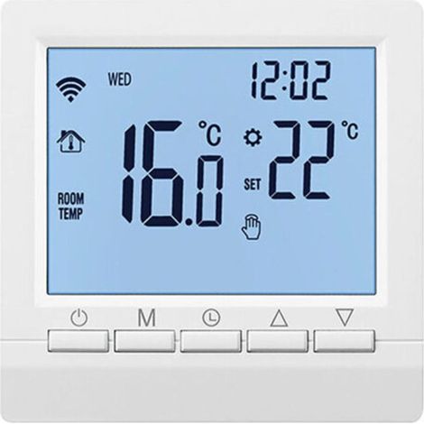 Gasthermostat mit Batterien, Wandthermostat, programmierbarer Thermostat, Raumthermostat, Betrieb mit 2 AA-Batterien, kein WLAN, Batterien nicht im Lieferumfang enthalten (Crezuo) (1/4)