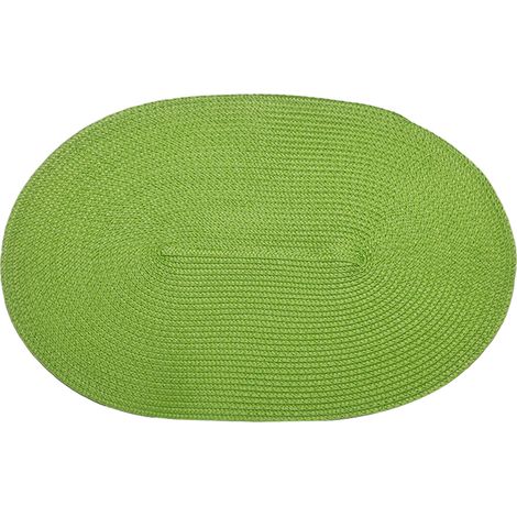 4 Sets de table ovales, tressés en polypropylène, résistants à la chaleur, antidérapants, pour salle à manger (1/5)