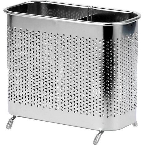 Porte-ustensiles de cuisine de bureau, porte-baguettes, porte-couverts en acier inoxydable-14.00X13.00X7.00CM-Silver (1/2)