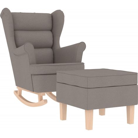 Maison Exclusive - Schaukelstuhl mit Fußhocker Taupe Stoff