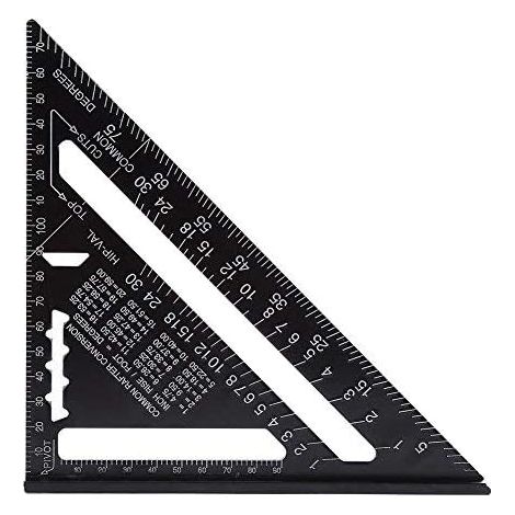 Speed Metric Square Triangle Ruler - Aluminum Alloy Metric System Ruler, Square Protractor Miter, High Precision Engineer Carpenter Measuring Tool (Size: 7 inch) (1/5)