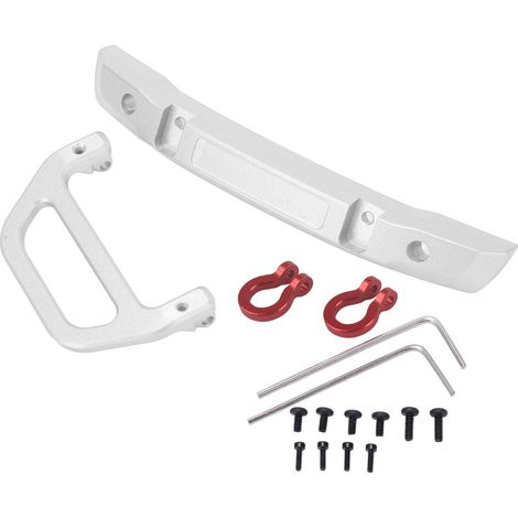 Pare-chocs avant en alliage d'aluminium avec crochet en U pour voiture RC, accessoire de remplacement pour AXIAL 1/24 SCX24, couleur argent (1/5)