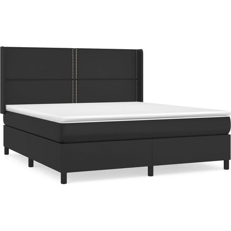 Maison Exclusive - Sommier à lattes de lit avec matelas Noir 180x200 cm Similicuir