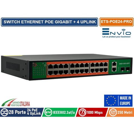 28 PORTE SWITCH ETHERNET POE GIGABIT 24 PORTE GE + 2 UPLINK GE + 2 UPLINK GE SFP (1/4)