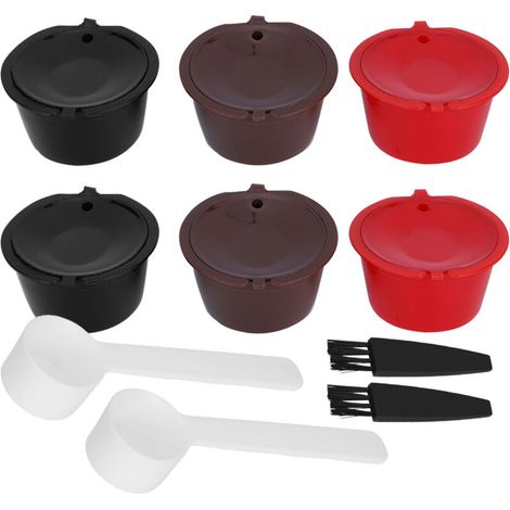 Tazza con filtro per capsule di caffè riutilizzabile e ricaricabile, completa di accessori per il caffè, tra cui un cucchiaino e un pennello, per Dolce Gusto. (1/5)