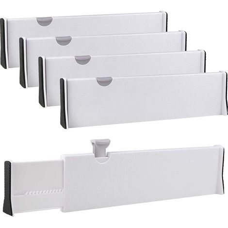 4 Pièces Séparateurs de Tiroirs de Cuisine Extensibles 27.5-43.5cm Boîte Organisateur de Tiroir de Cuisine Réglable en Plastique pour Séparateurs de Tiroirs de Cuisine pour Couverts, Commode, Bureau - (1/2)