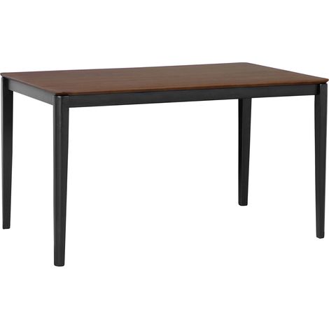 Mesa de comedor nogal oscuro y negro tablero chapado MDF patas de madera 135 x 80 cm Cedar