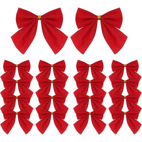 Lot de 120 mini nœuds en ruban rouge pour sapin de Noël, couronnes de Noël, décoration de cadeaux, 5,5 cm (1/5)