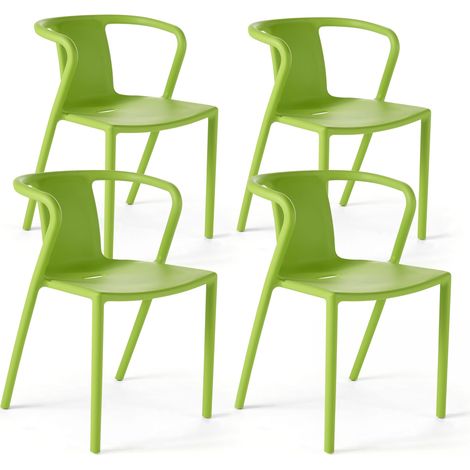 Oviala – Lot de 4 chaises empilables en polypropylène – Assise ajourée pour évacuation des eaux – Résistantes aux intempéries et UV – Dimensions 60x60x80cm (1/5)