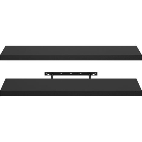 FurnitureR Wandregal 2er Set Schwarz 80x20 cm, Schweberegal mit verdeckter Halterung, Wandboard Holz 80 cm lang, modernes Wandregal für Wohnzimmer Schlafzimmer Küche Flur Büro, Floating Shelf (1/5)