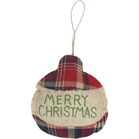 Autres décorations de Noël Ornements de Noël en toile de jute en vrac Mini ornements d'arbre de Noël amusants et uniques Ornements de Noël rustiques(Pendentif en lin de Noël type A (rond)) (1/5)