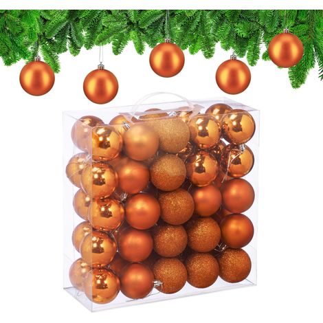 Boule de Noël, lot de 50, en Plastique Robuste, pour Le Sapin, diamètre : 6 cm, Orange (1/5)