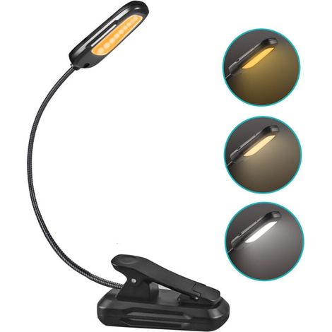Lampe de Lecture 9 LED Liseuse Lampe Clip Rechargeable USB 9 Modes de Luminosité et 3 Température de Couleur, 360°Cou Flexible Lampe Pince pour Lit, Livre, Veilleuse pour Nuit et Lampe de Chevet ,Lamp (1/4)