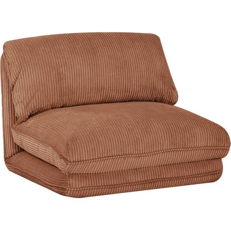 Sweeek – Chauffeuse convertible velours côtelé grosse côte 1 place – Confort ferme – Dimensions L 78 x P 82 x H 58 cm – Pour coin détente