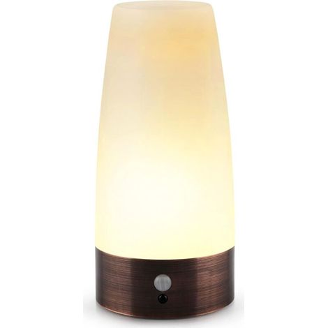 Lampe de table, veilleuse rétro à leds, lampe de chevet avec détecteur de mouvement sans fil, nécessite 3 piles Aaa 1,5 V, plastique, lumière blanche, ronde