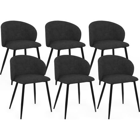 Lot de 6 chaises KIRA en velours noir pour salle à manger (1/5)