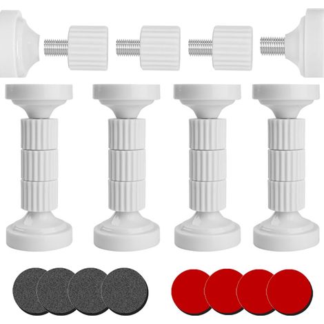 4 Pièces Cadre de Lit Fileté Réglable, Pieds de Meuble Réglables, Pieds de Nivellement Réglables pour Meubles, Tête de Lit Stabilisateurs, 43-112mm,Installation simple, Pour Lits et Armoires (Blanc) (1/5)