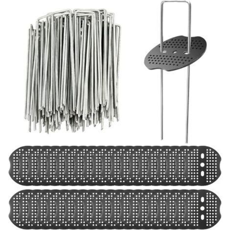 Gartenheringe mit Unterlegscheiben, U-förmige Zeltnägel 150 x 3 mm, Gartenheringe zur Befestigung von Unkrautvlies, Planen und Mulch (40 Stück/40 Unterlegscheiben) - Crezuo