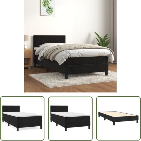 Furniture Limited - Sommier à lattes de lit et matelas Noir 80x20 (1/5)