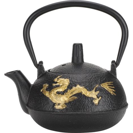 Théière en Fer 0.3L avec Filtre, Dragon Doré Style Japonais, Décoration de Bureau (1/5)