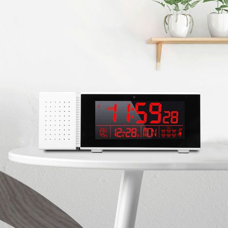 LED-Digitalwecker mit Bewegungsmelder und Nachtlicht - VA-LCD-Bildschirm, 6 Alarme, Temperatur-/Feuchtigkeitsanzeige, 7 Hintergrundbeleuchtungsfarben (167 x 60 x 44 mm, Weiß)