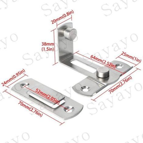 Serrure Porte Coulissante - Loquet 90 Degres - Acier Inoxydable Brossé - Pour Portes Intérieures Extérieures - 1 Unite (1/5)