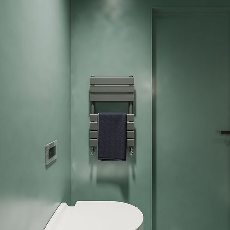 Acezanble Anthracite Flat Panel Heated Towel Rail Bathroom Ladder Radiator 650 x 400mm (1/4)