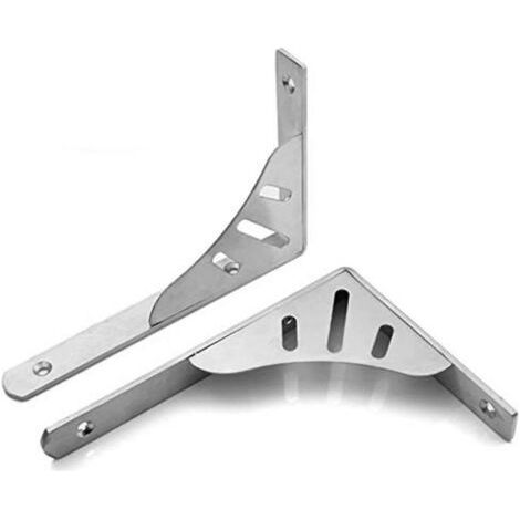 2 supports robustes en acier inoxydable, supports à tablettes triangulaires solides en forme de L pour usage intensif, supports à tablettes flottantes (1/5)