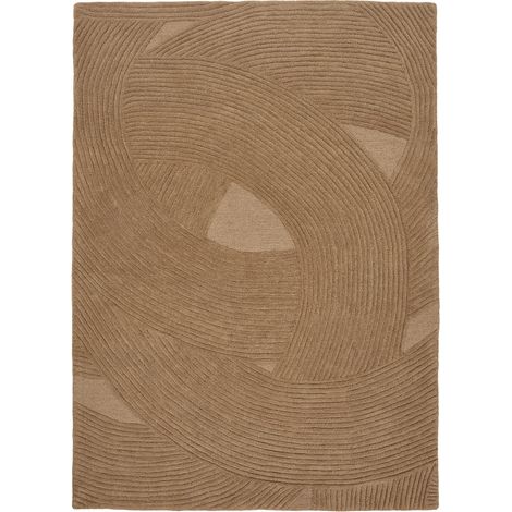 Tappeto Pune in lana tufted marrone con motivo geometrico 160×230 cm