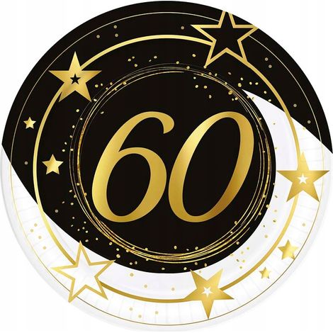 Pappteller zum 60. Geburtstag, Gold/Schwarz, 23 cm, 6 Stück (1/3)