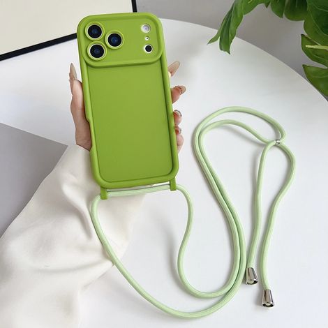 Étui pour iPhone 11 Pro Max vert clair avec bandoulière, protège l'appareil photo, antichoc.