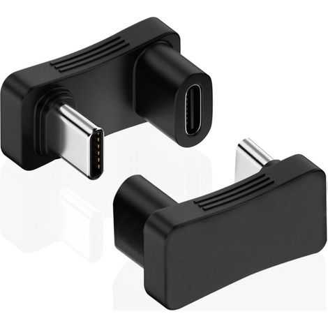 Adaptateur USB C Angle 180 degrés 2 Pack, 180° U forme mâle à femelle 10Gbps PD 100W adaptateur Compatible avec le pont de vapeur, commutateur, ordinateur portable, tablette, téléphone et plus d’appar (1/5)
