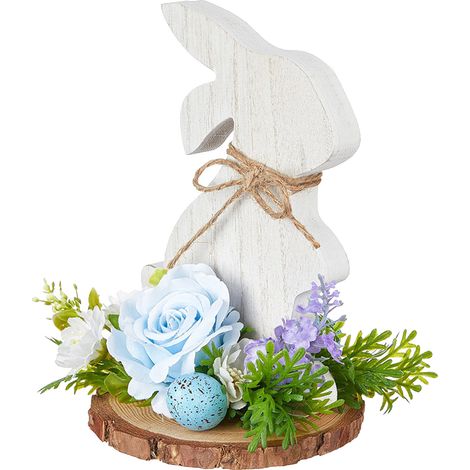 Décoration Pâques Lapin en Bois Ornement Bureau Maison Style Rétro Œuf de Pâques (1/2)