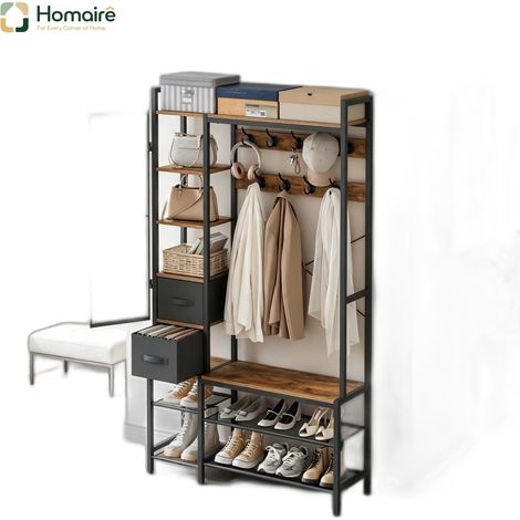 Meuble à chaussures en métal noir avec rangement 100 x 30 x 180 cm HOMAIRE (1/5)